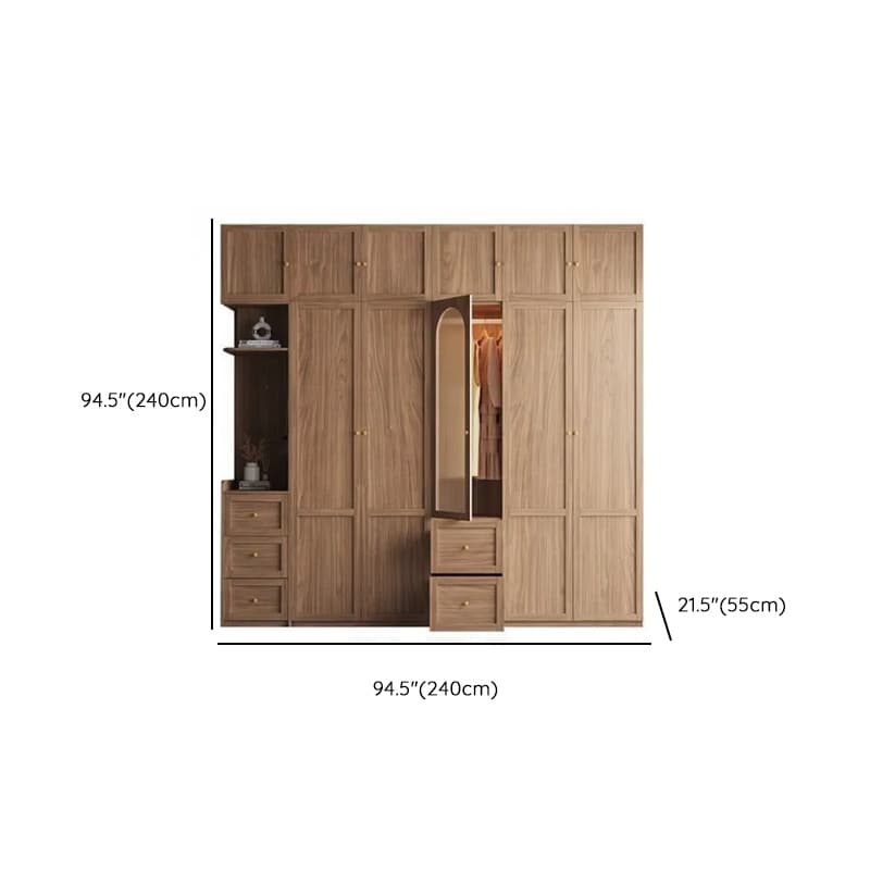 Minimalist Timber Sepia Cabinet Armoire with Interior Shelves & Clothing Rack & Soft Close Drawer & Soft Close Door - image 47