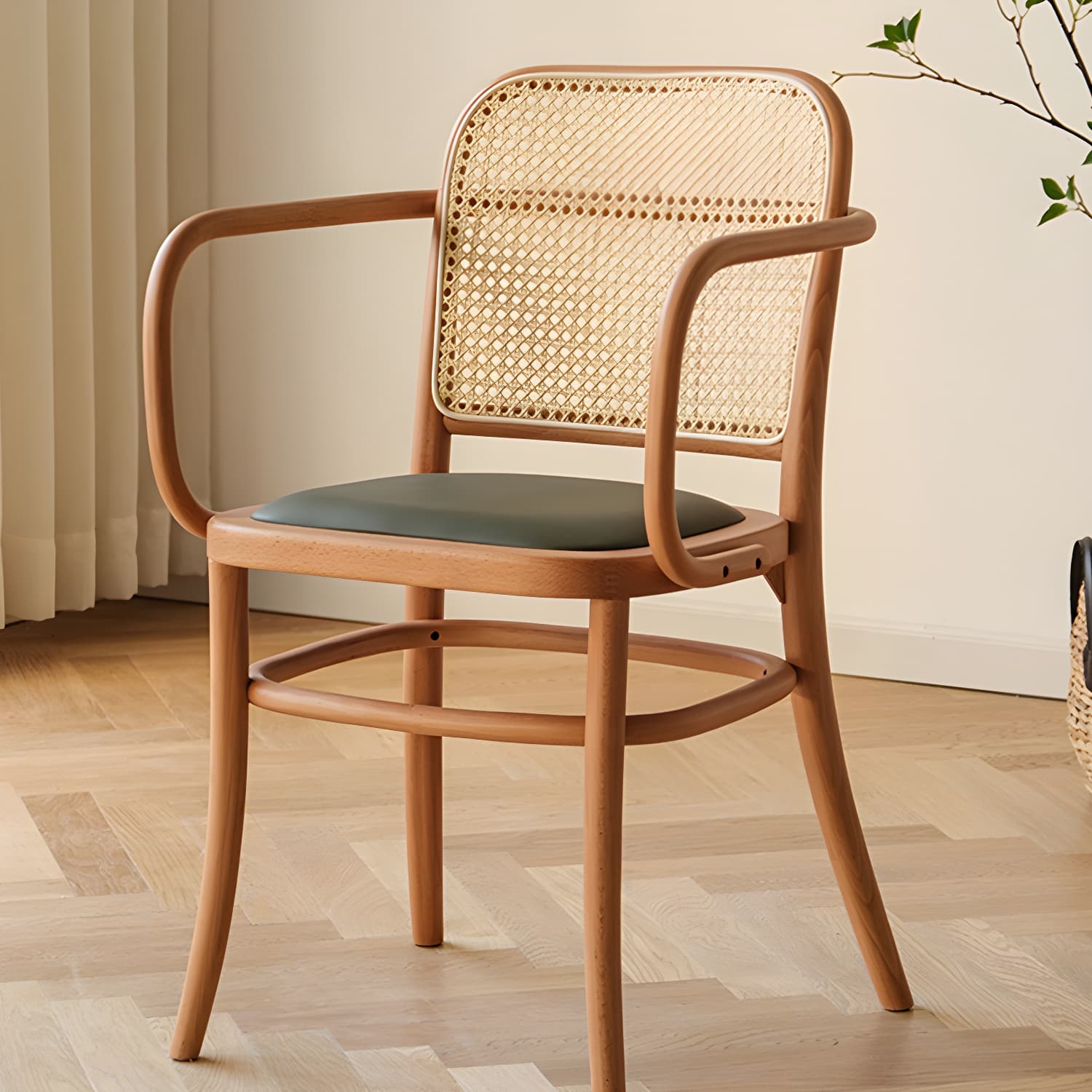 Traditional Style Dining Chair Solid Wood Cane Back Dining Room Chair - image 9