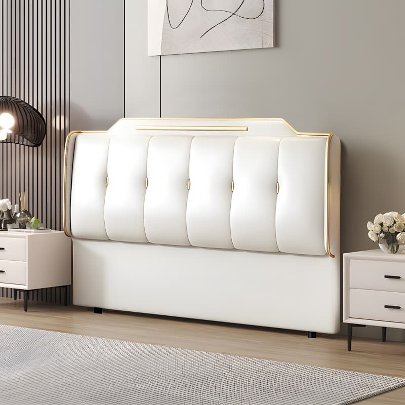 Simplistic Style Panel Headboard with No Distressing, Piled Tufted Rectangular Design for King/Queen/Full Bed, Featuring Sponge Upholstery and Standard Height