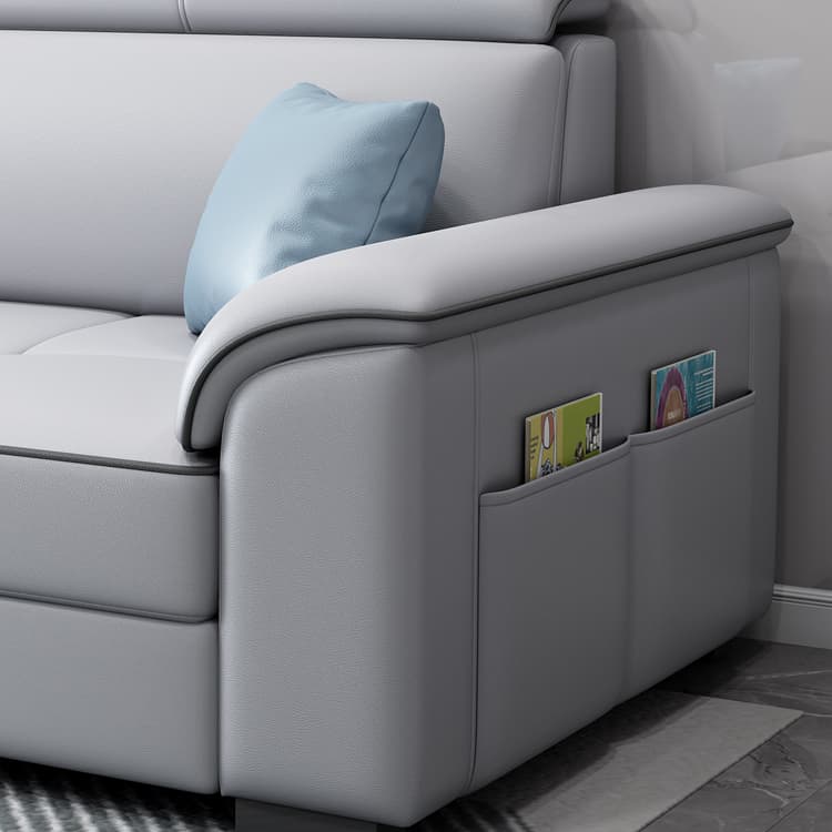 Modern L-Shaped Tech Cloth Sectional Sofa Chaise - 3 Piece Set with Adjustable Headrest and Storage - image 18