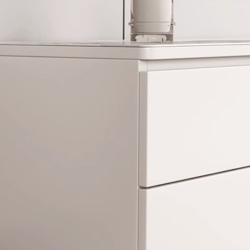 Modern Stone TV Stand with Drawers - Cabinet and Enclosed Storage - White - image 7