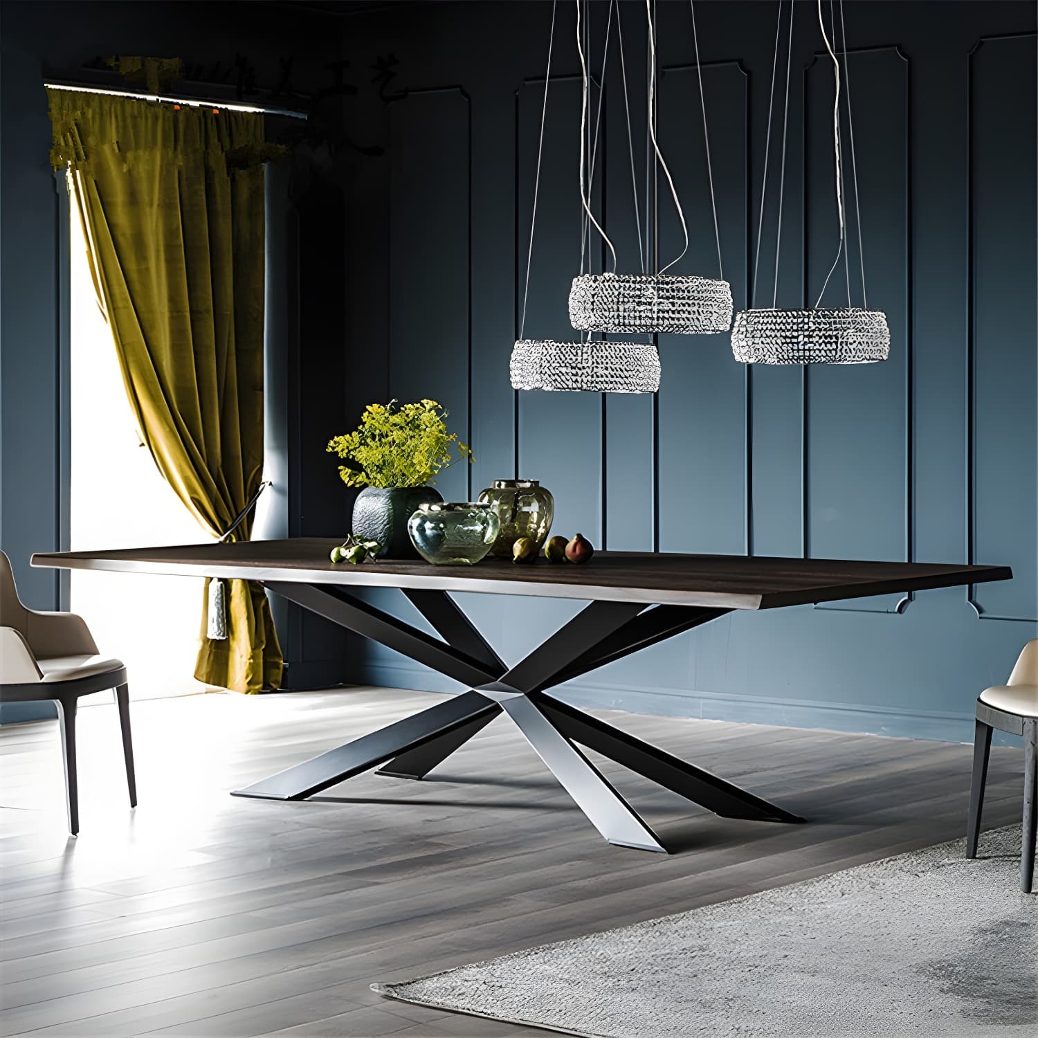 Rectangle Industrial Dining Table Solid Wood Fixed Table for Restaurant - image 3