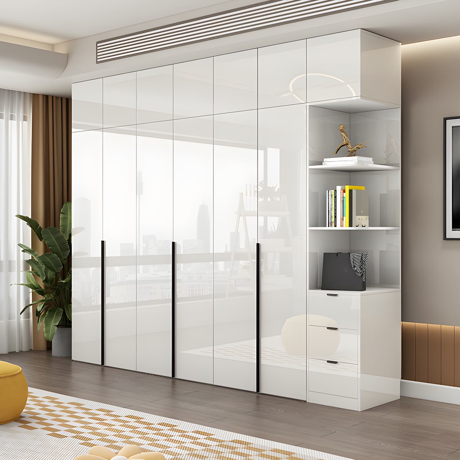 Hinged Wardrobe Armoire with Shelves White Wardrobe Closet for Home