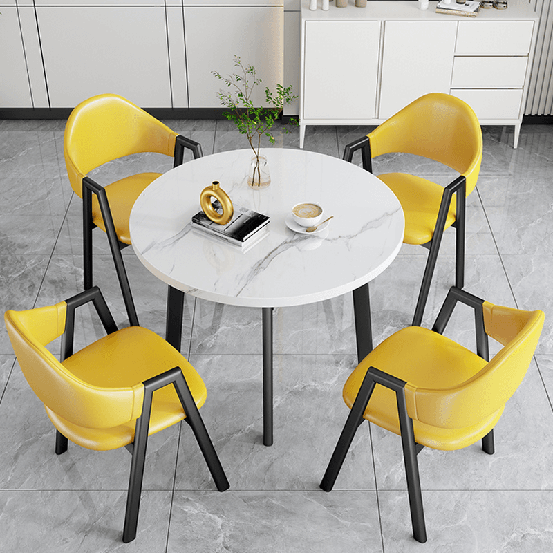 Dining Table Set with Rounded Shape and Padded Chair Back, Featuring Armrest and White Separable Table Top - image 17