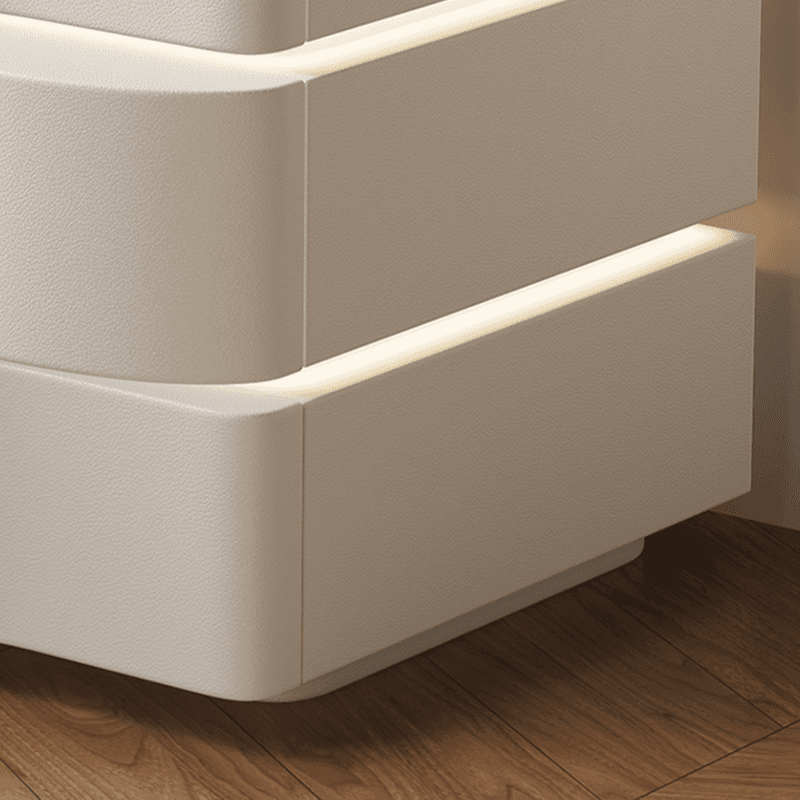 Organic Modern Drawer Storage Nightstand Synthetic Leather Illumination Light - image 7