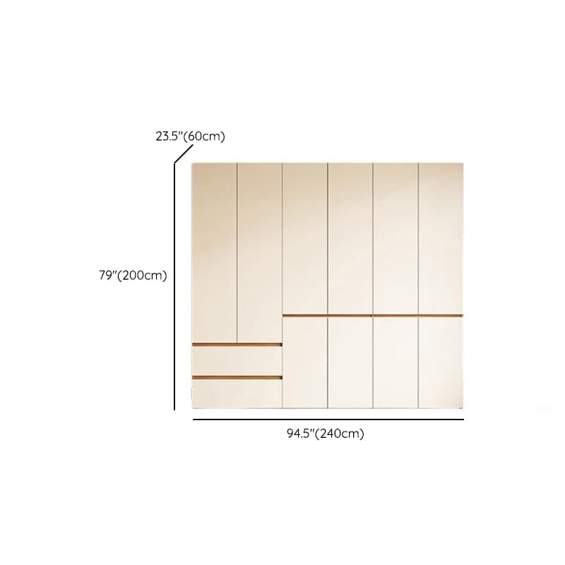 White Minimalist Manufactured Wood Wardrobe Closet with 2 Drawers, Soft Close Door, Interior Shelves, and Clothing Rod - image 16