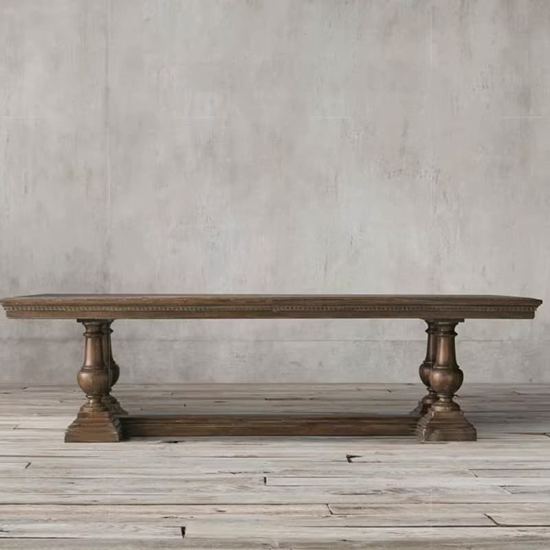 French Country Rectangle Wood Dining Table with Trestle Base, Full Assembly Needed - image 6
