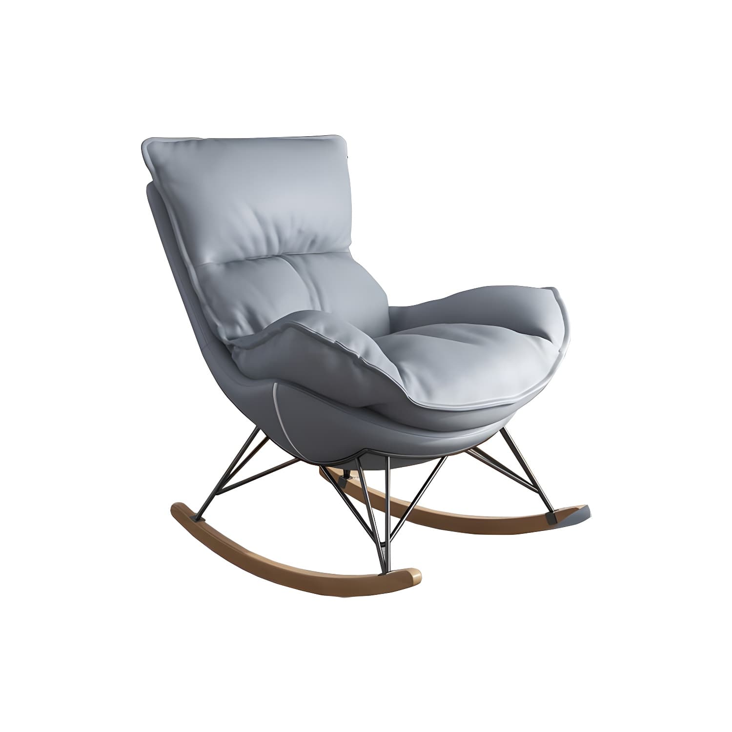 Contemporary Rocking Chair Cotton Upholstered Tufted Wing Chair Back Baby Rocking Chair - image 9