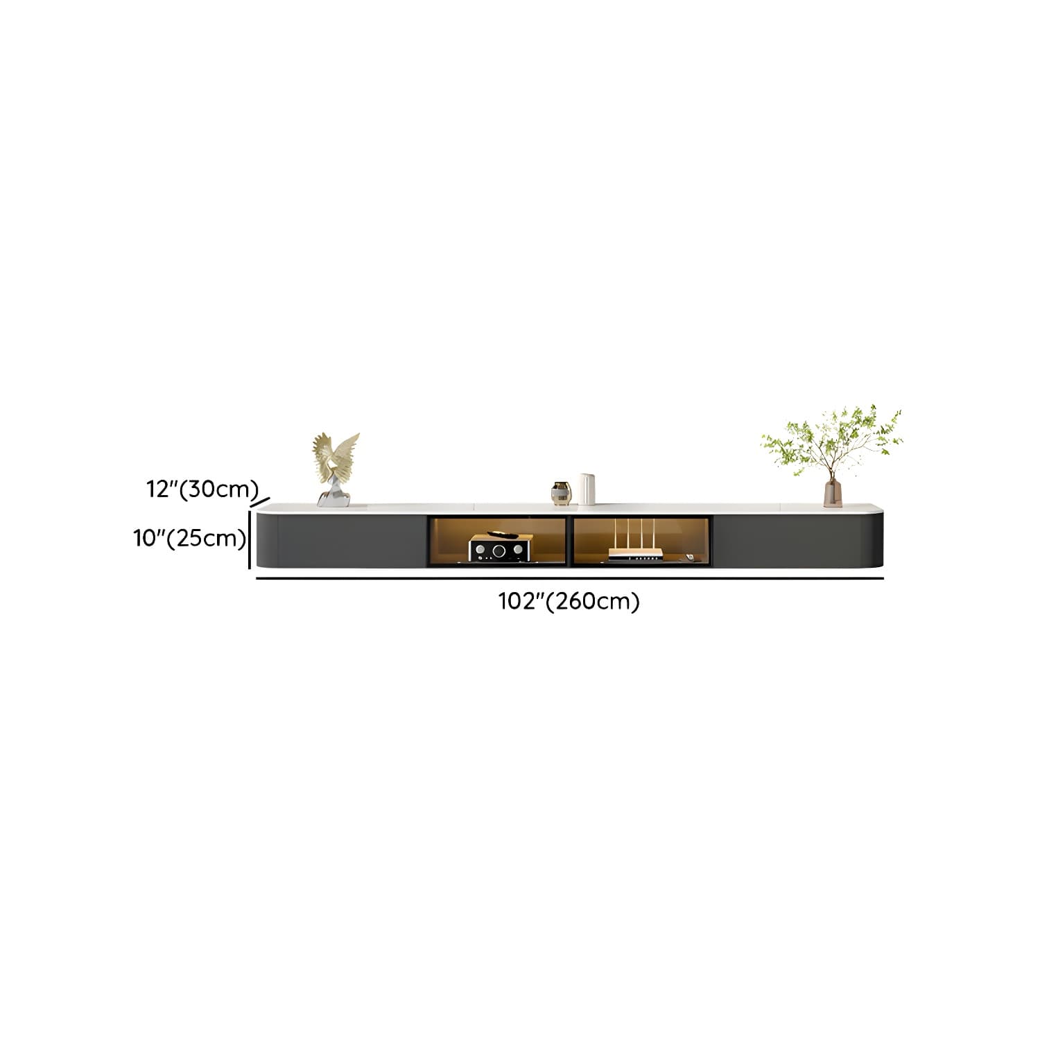 Rectangle TV Stand With Light In Living Room - image 14