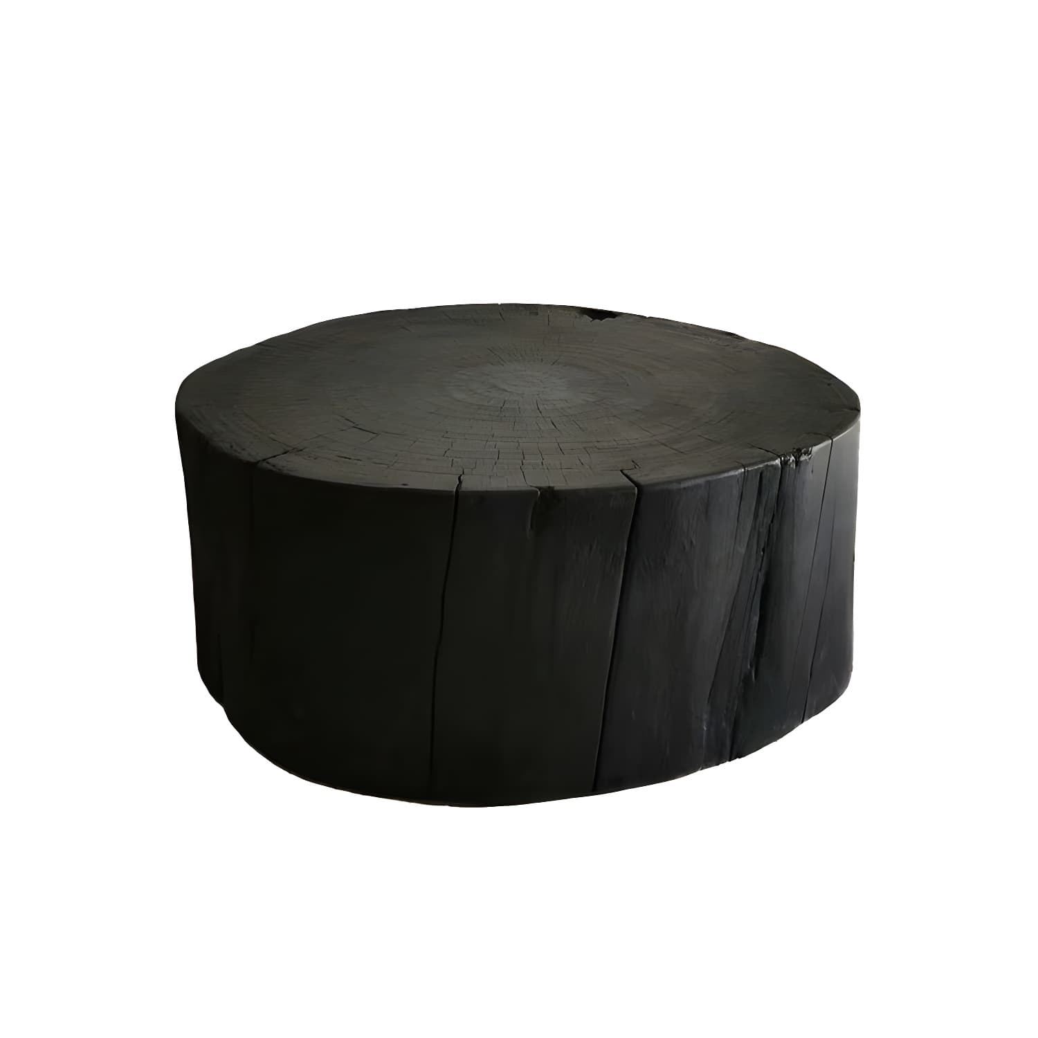 Round Wood Mid-Century Modern Coffee Table with Drum Base and Distressed Finish - image 7