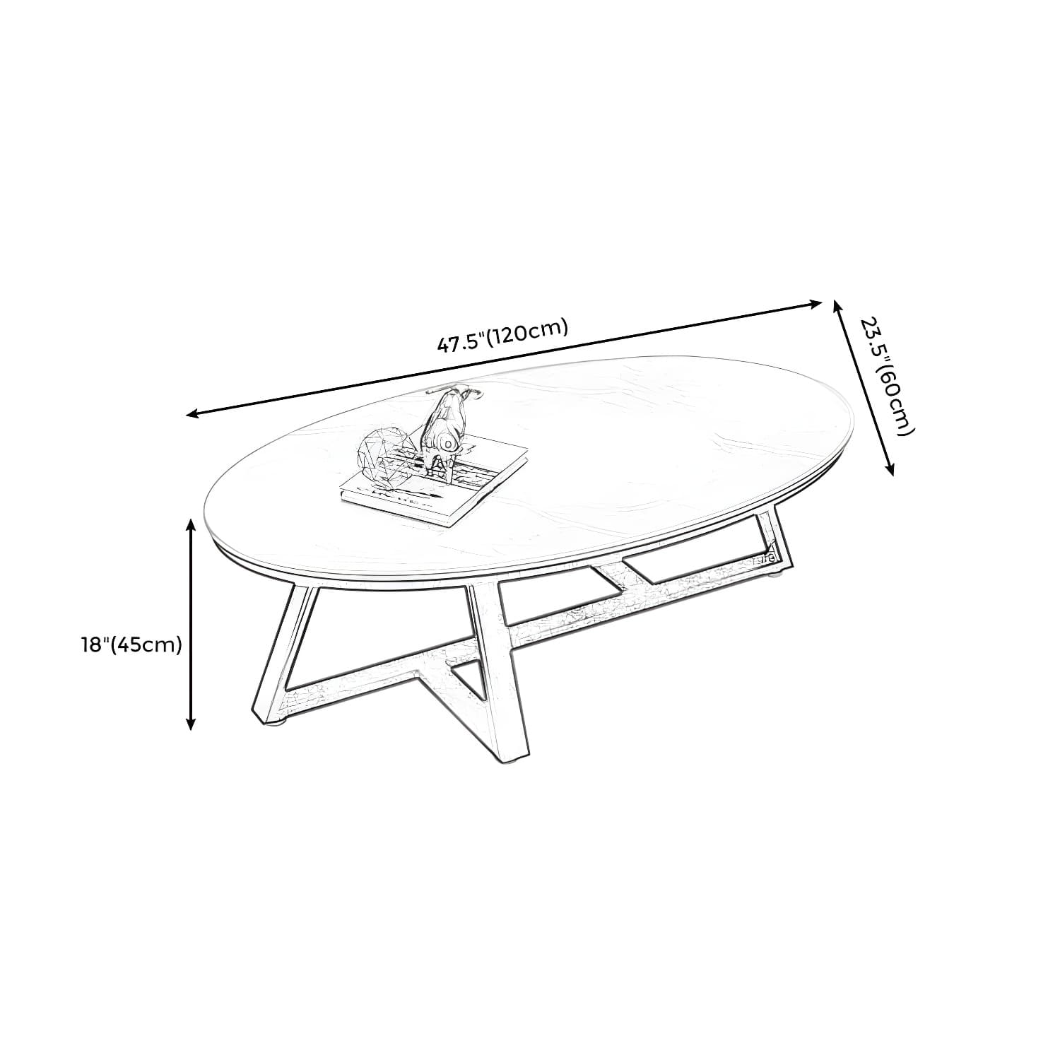 Faux Marble and Stone Coffee Table Cross Legs Cocktail Table - image 12