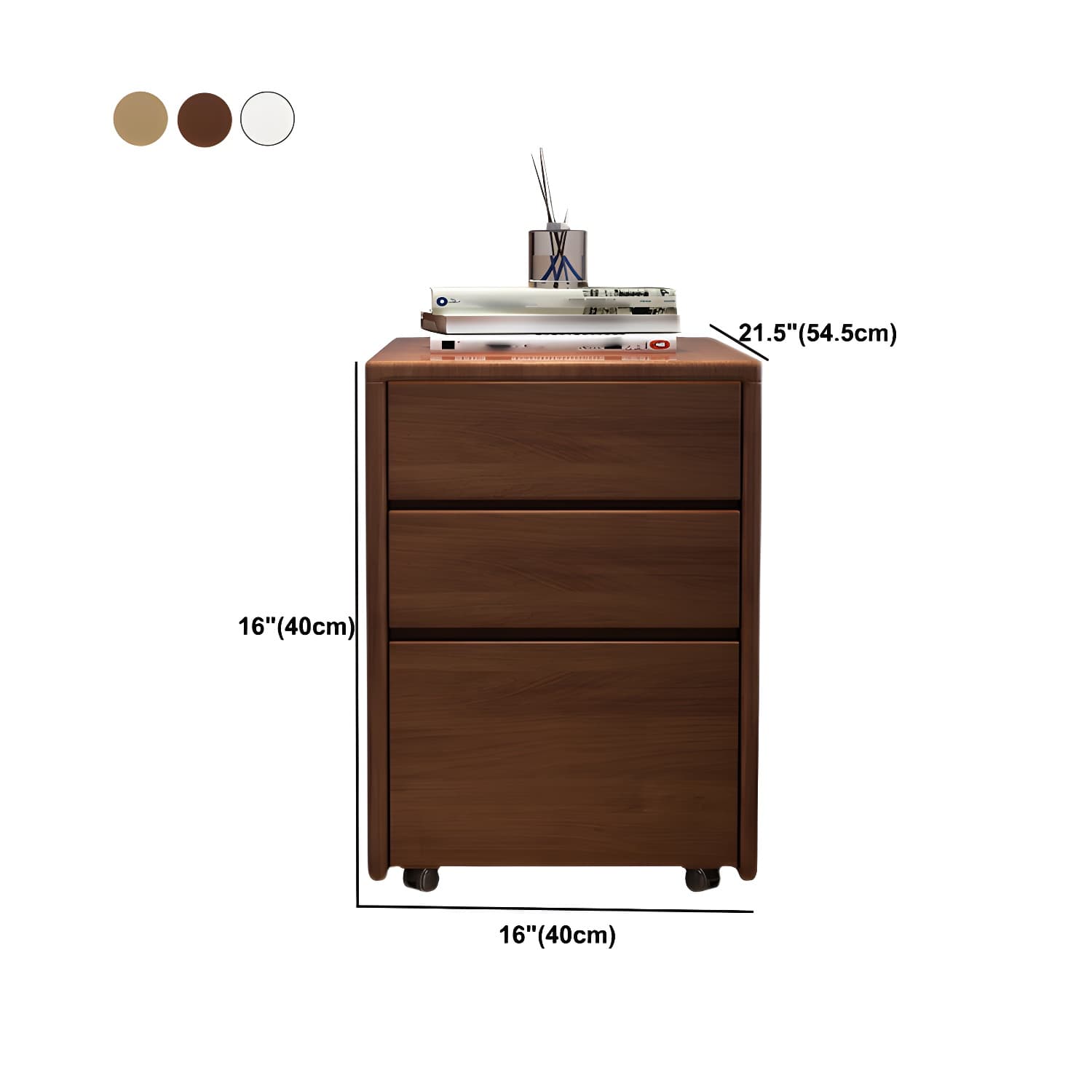 Modern Square Wood Cabinet on Wheels Side Cabinet with Drawer - image 7