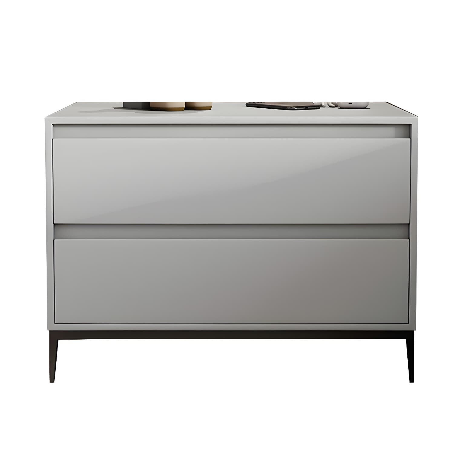 Modern Bedside Cabinet Leather Accent Table Nightstand with Drawers - image 6