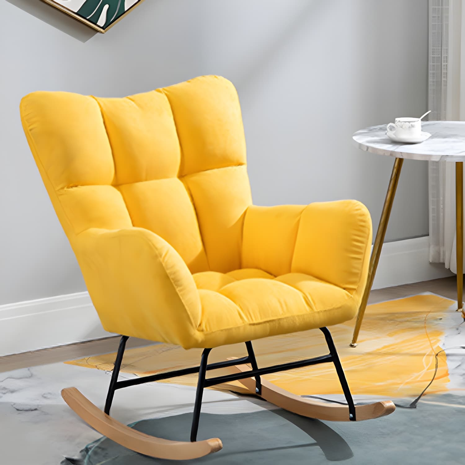 Modern Upholstered Rocking Chair Wingback Rocker Chair for Living Room - image 24