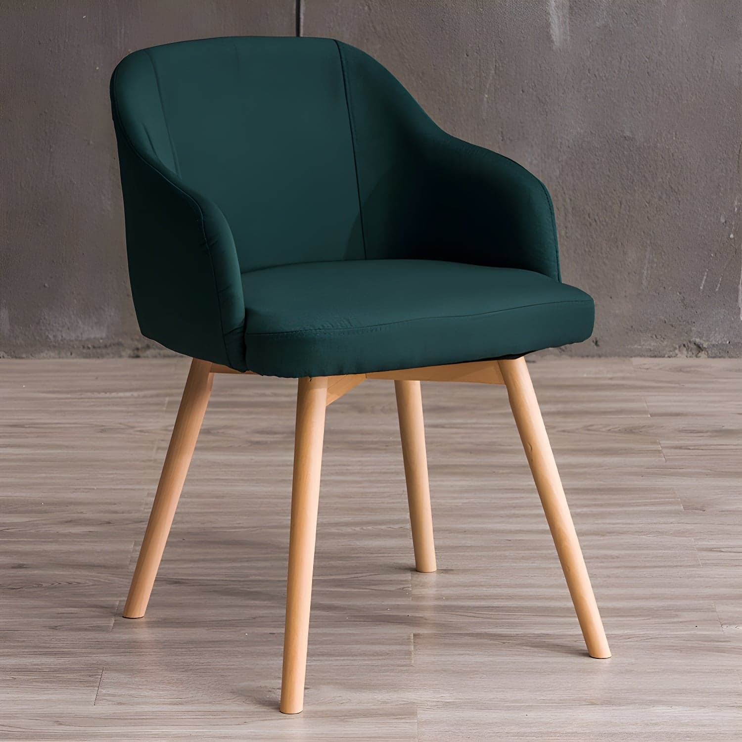 Scandinavian Beech Solid Back Arm Chair Fabric Dining Chair with Natural Legs - image 4