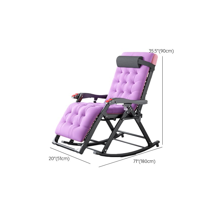 Black/Walnut/Eggplant Color Contemporary Alloy Rocking Armchair with Track Arm - image 14