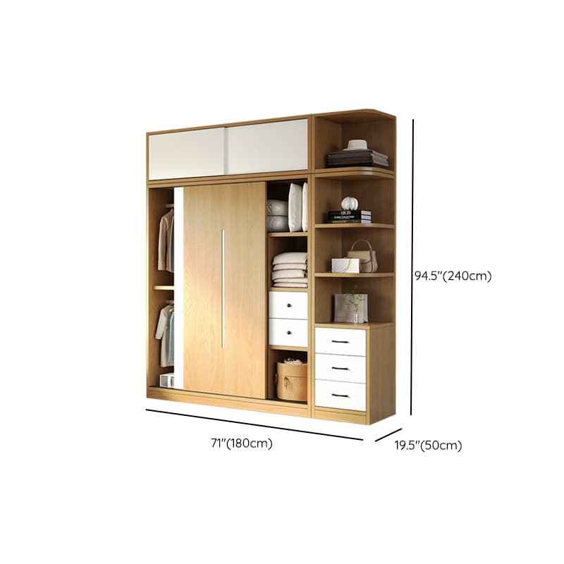 Natural Color Minimalist Cabinet Armoire with Soft Close Drawer, Soft Close Door & Interior Shelves - image 29