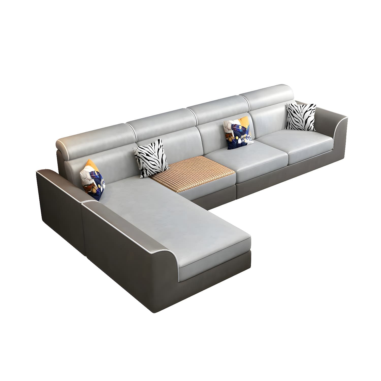 Scandinavian Reversible L-Shape Modular Wood Frame Corner Sectional with Chaise - image 16