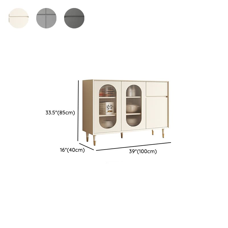 Wood Glam Sideboard Credenza with Glass Doors and Drawers, 40cm Overall Width, 85cm Overall Height - image 16