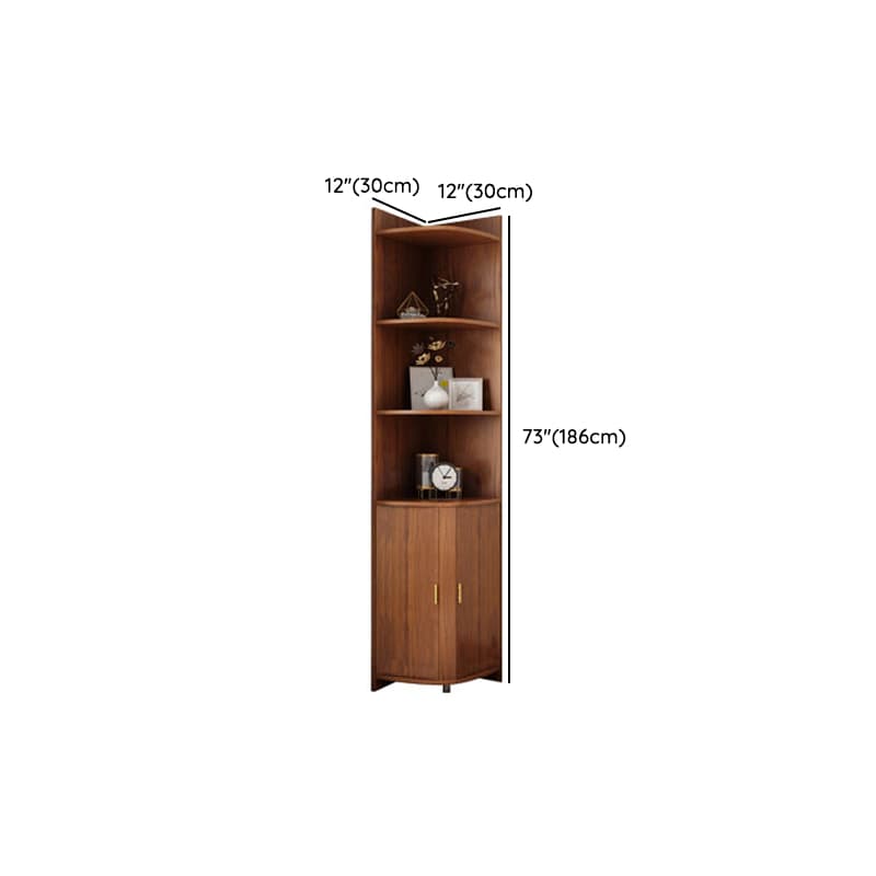 Corner Coastal Brown Wood Corner Accent Cabinet with 2 Shelves - image 14