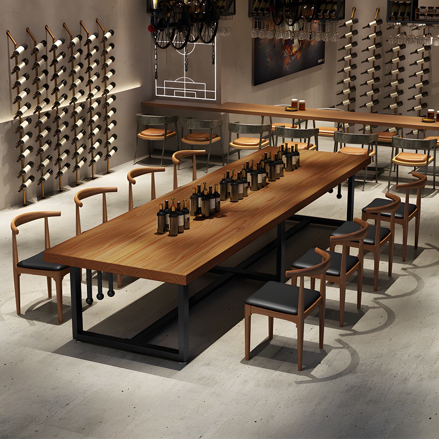 Pine Solid Wood Dining Table Rectangle Dining Table with Trestle Base - image 13