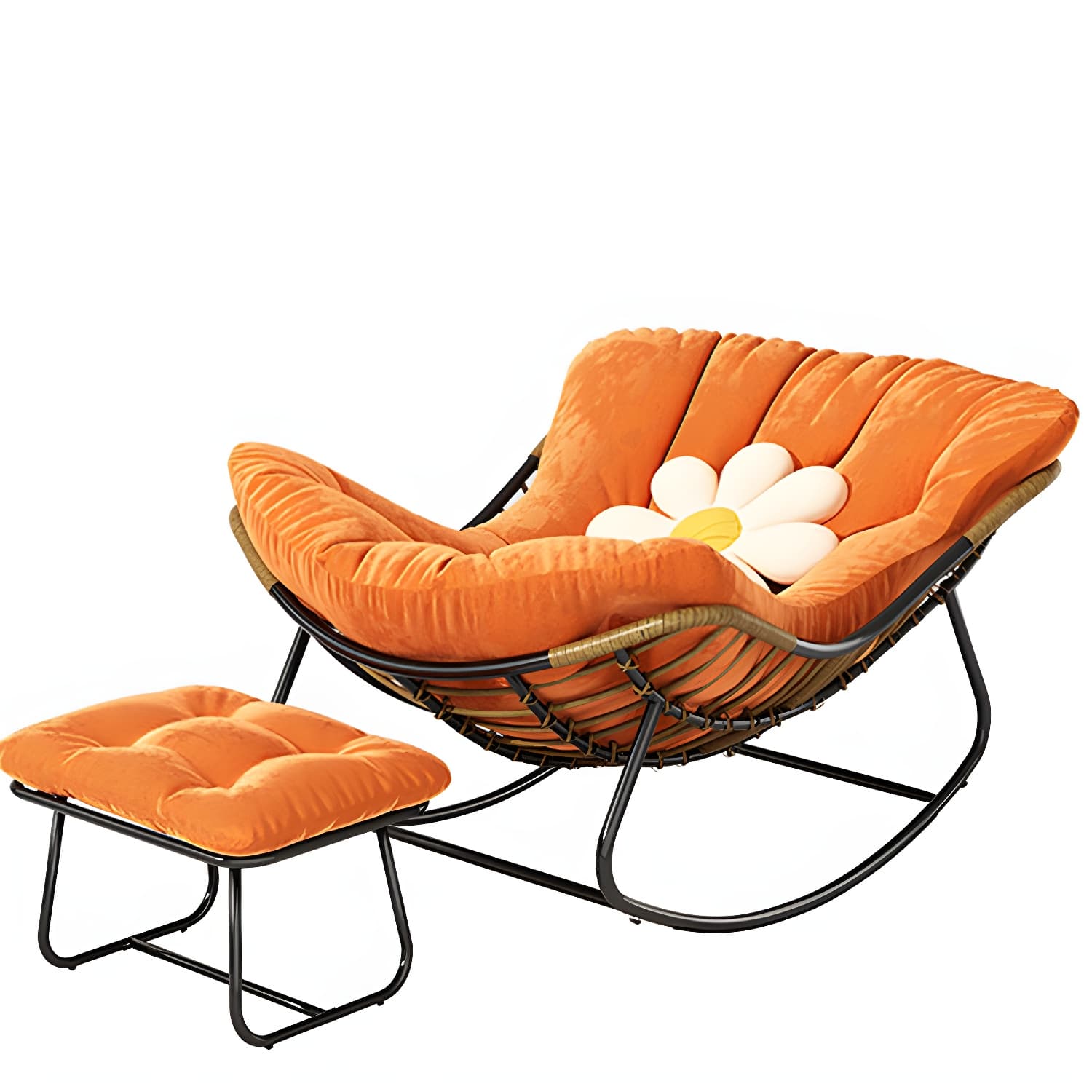 Modern Metal Indoor Rocking Chair with Upholstered Seat - Armless Design for Comfortable Seating - image 13