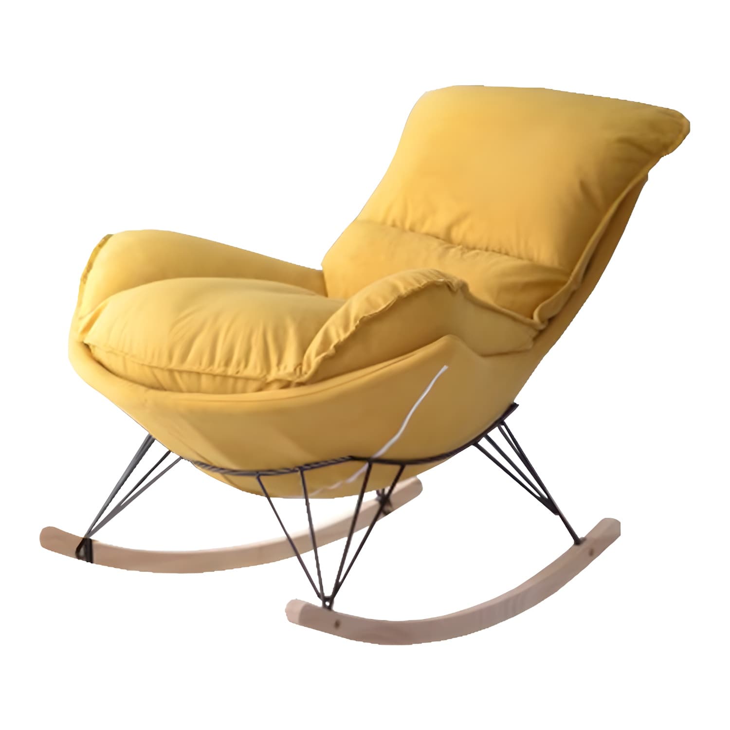Modern Upholstered Rocking Chair with Ottoman Set - Natural Wood Legs - image 18