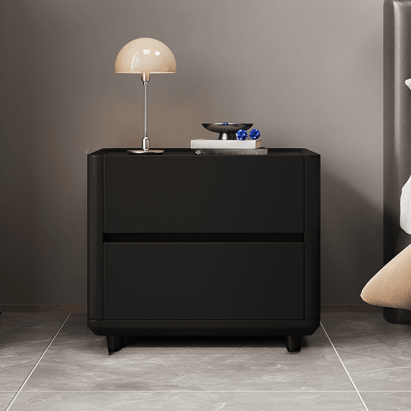 Organic Modern Nightstand With Drawer Organization Featuring 2 Drawers and Stone Countertop