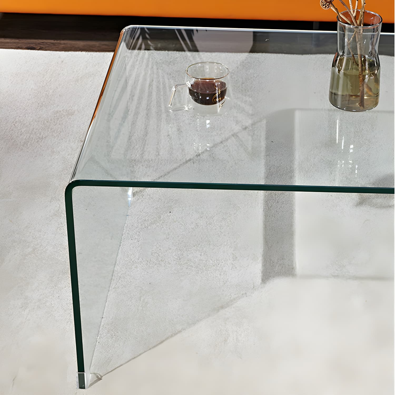 Contemporary Glass Sled Coffee Table Rectangle Cocktail Table - image 9