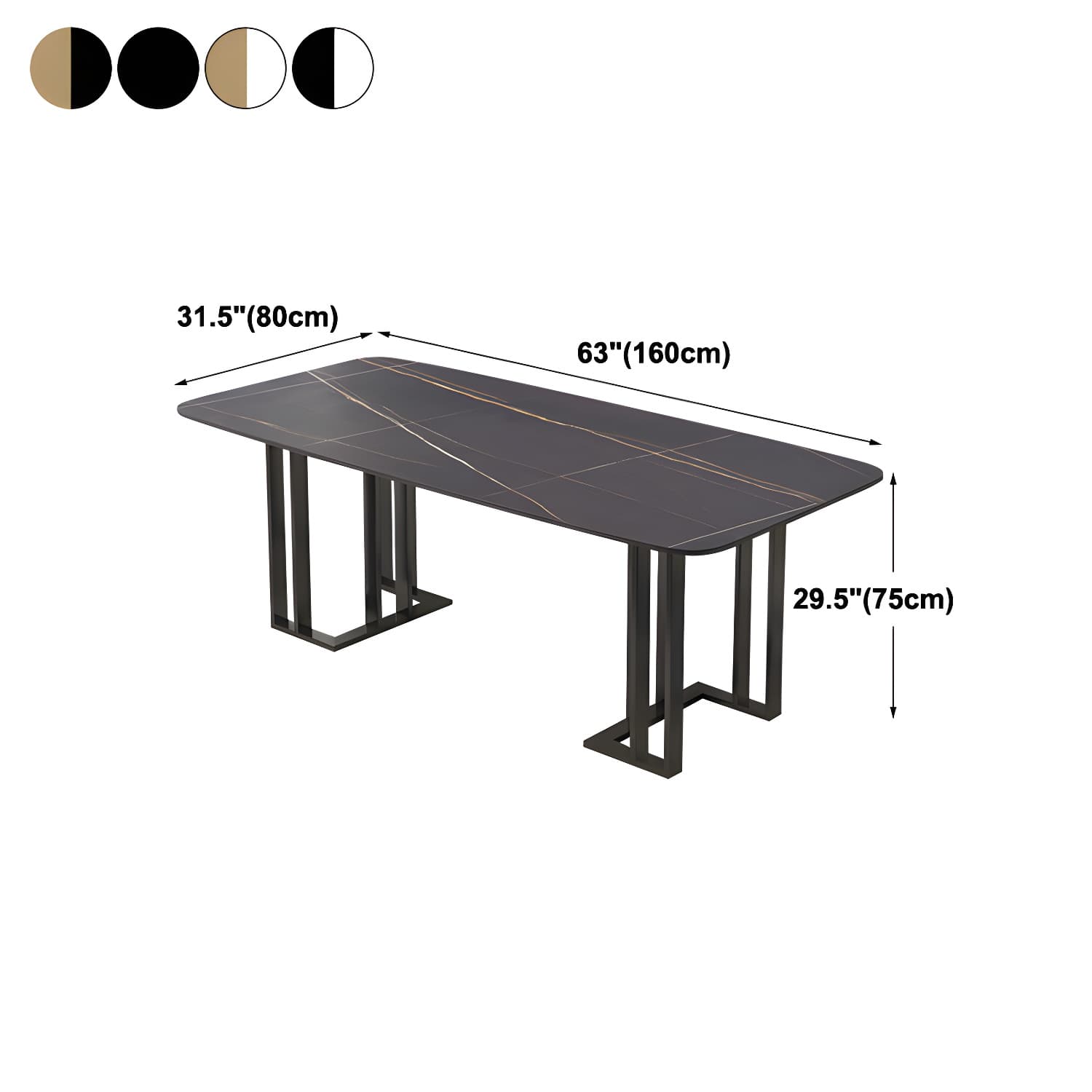 Traditional Luxury Dining Table White and Black Marble Rectangle Dining Table for Home - image 15