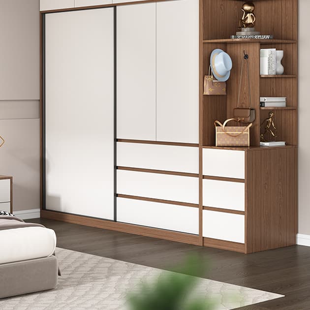 3-Door Scandinavian Soft-Close Drawers Wooden 3-Door Wardrobe Armoire 23.62 inch - image 6
