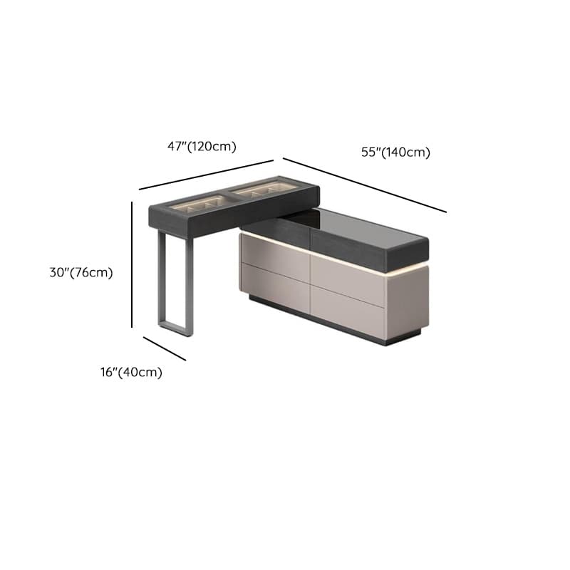 Multi-Purpose Tan Vanity Set with Lighting, Scalable 2-in-1 Adjustable Touch and Brightness - image 9