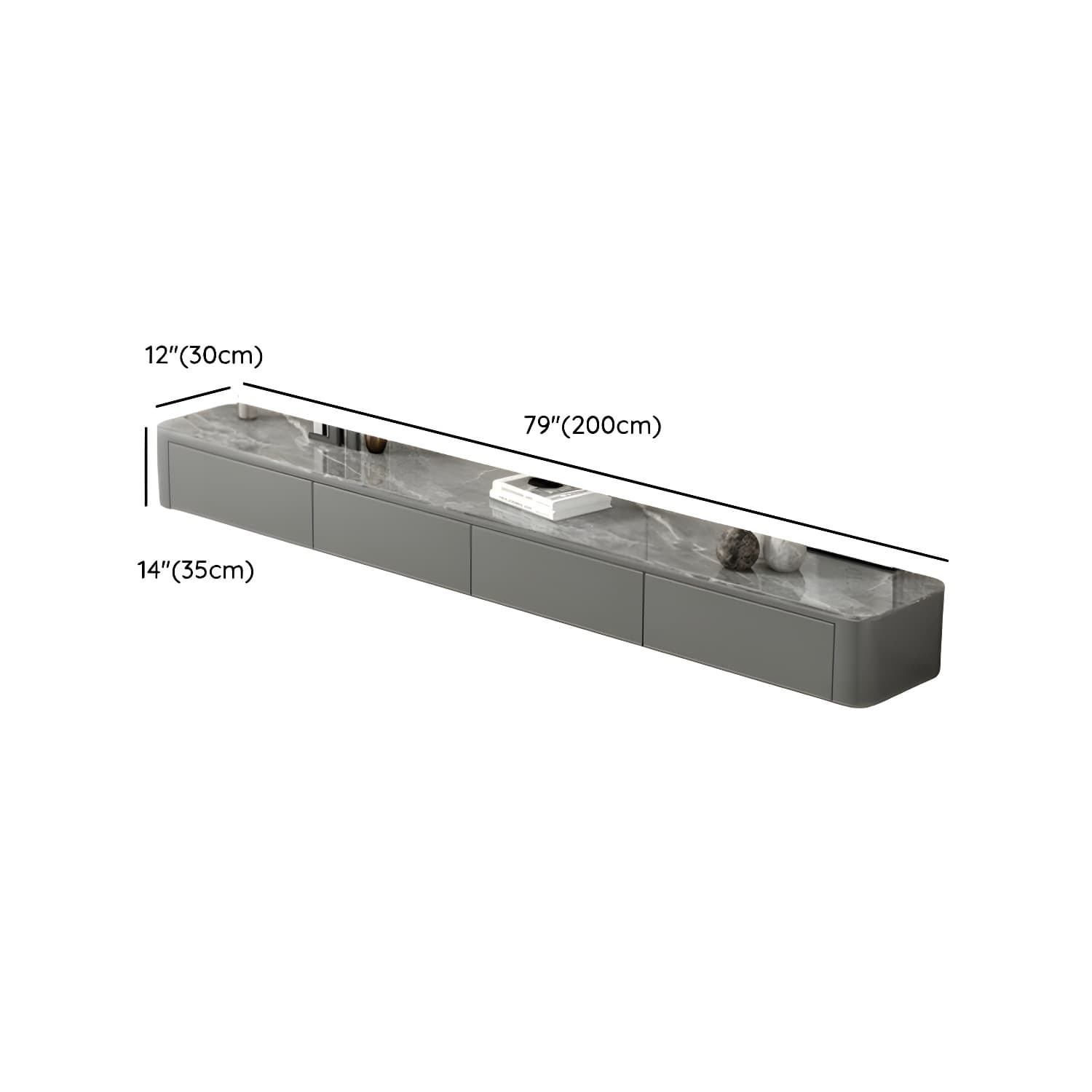 Stone Low TV Stand with Soft-close Drawers and Cable Management - image 15