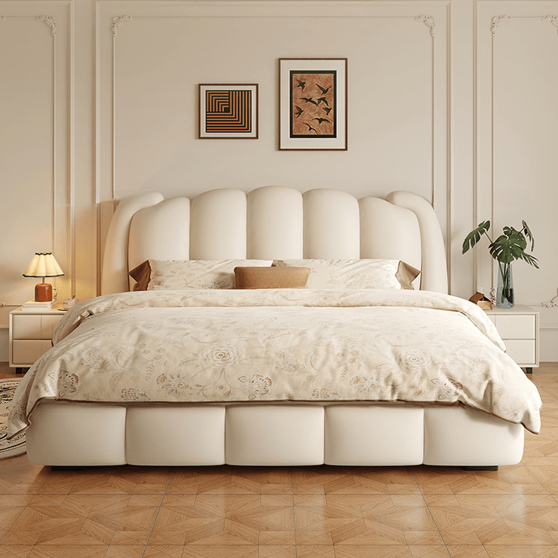 Solid Color Storage Included Panel Bed with 3 Storage Boxes, Panel Headboard, and Sponge Upholstery for Bedroom