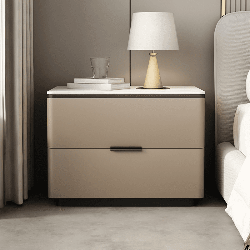 Organic Modern Nightstand With Drawer Organization Featuring 2 Drawers and Stone Countertop - image 5