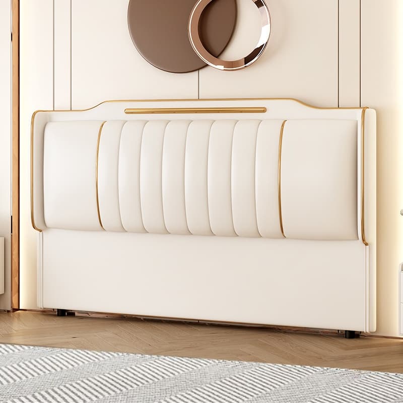 Simplistic Style Wingback Headboard with No Distressing in Pine Wood, Featuring Camelback Shape for King/Queen/Full Bed, Sponge Upholstery Fill, and Standard Height