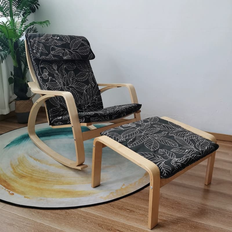 Modern Upholstered Rocking Chair Set with Track Arms and Matching Ottoman - image 3