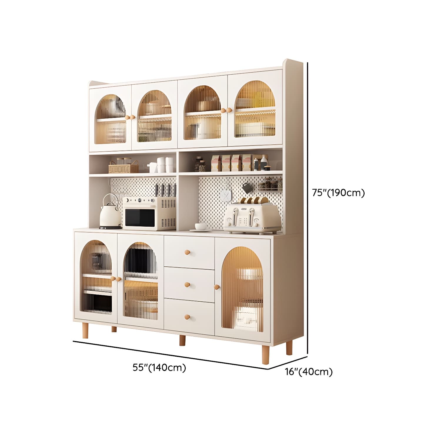Scandinavian Wood Sideboard Cabinet with Adjustable Shelves and Glass Doors - 40cm Width - image 31