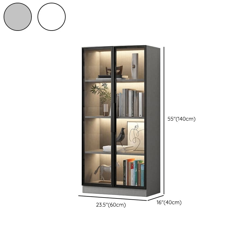 Scratch-repellent Utility Storage Cabinet with Storage Cabinet, Glass-panel Door, Handle Bars in Dark Gray/White, Stain Resistant, Light Included - image 14
