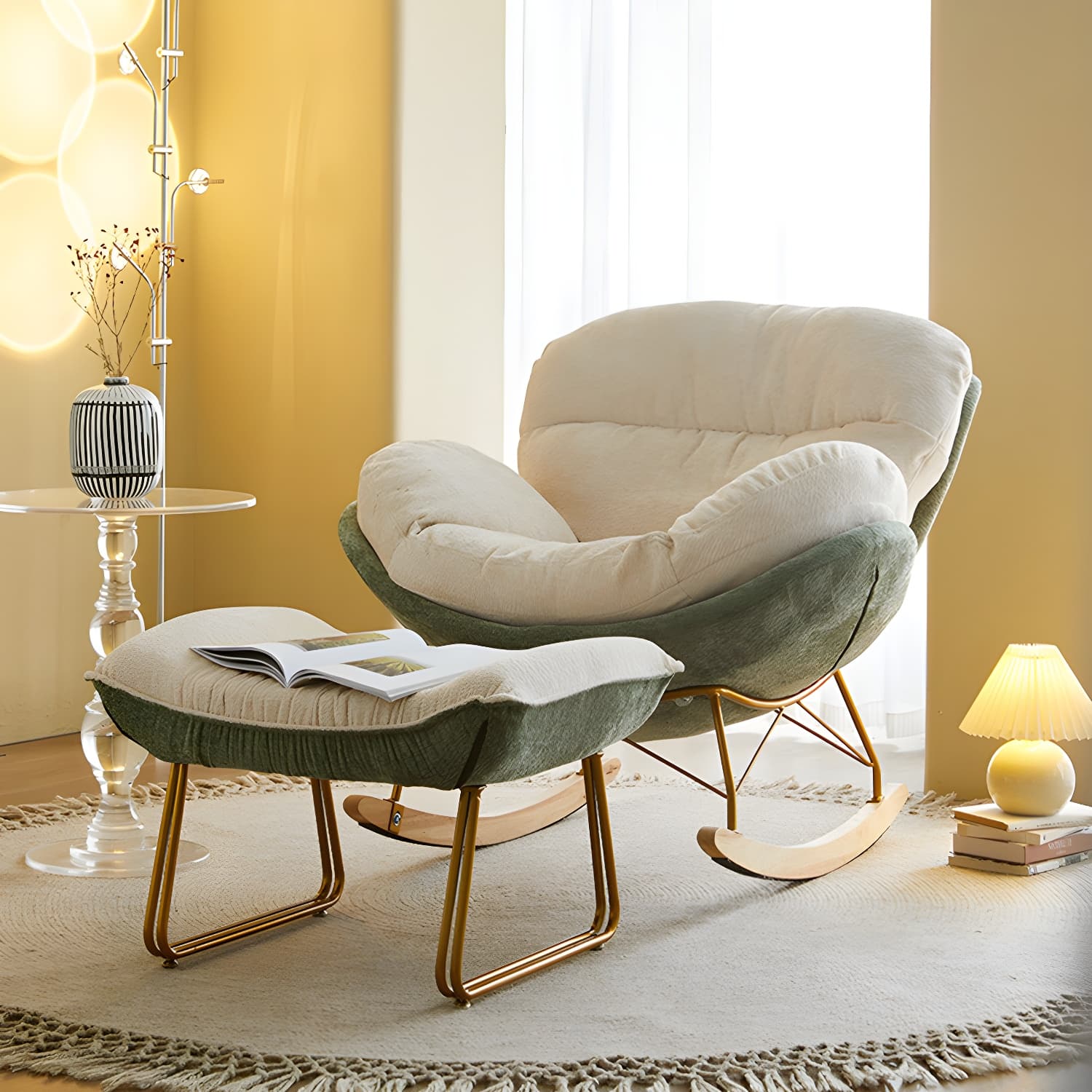 Scandinavia Rocking Accent Chair with Removable Cushions in Solid Wood - image 16