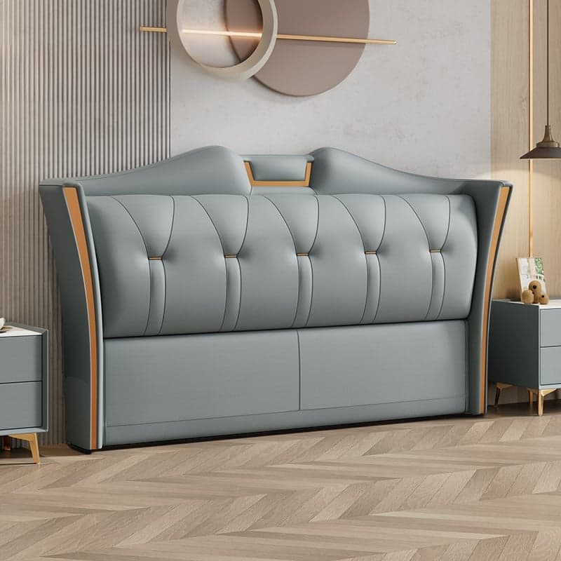 Trendy Wingback Headboard in Natural Wood with No Distressing, Camelback Shape for Queen/Full Bed, Featuring Sponge Upholstery and Standard Height - image 3