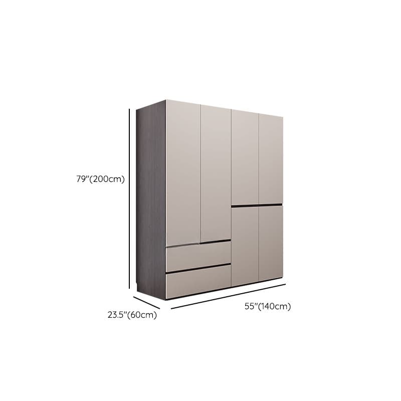 Light Gray Modish Manufactured Wood Independent Armoire Cabinet with 2 Drawers/4 Drawers, Interior Shelves, and Clothing Rod - image 9