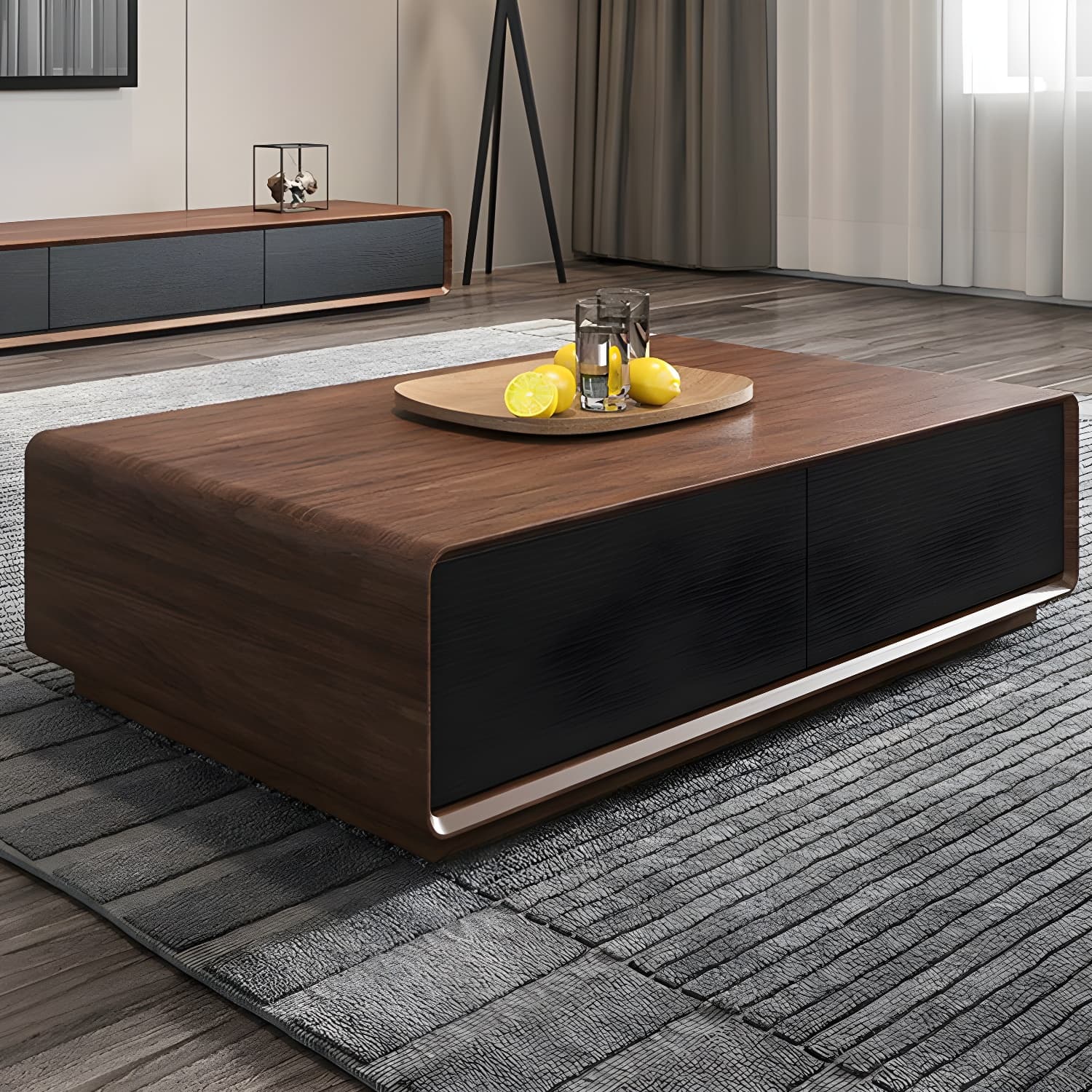Modern Wood Coffee Table with Drawers - Rectangular Shape and Storage Included - image 10