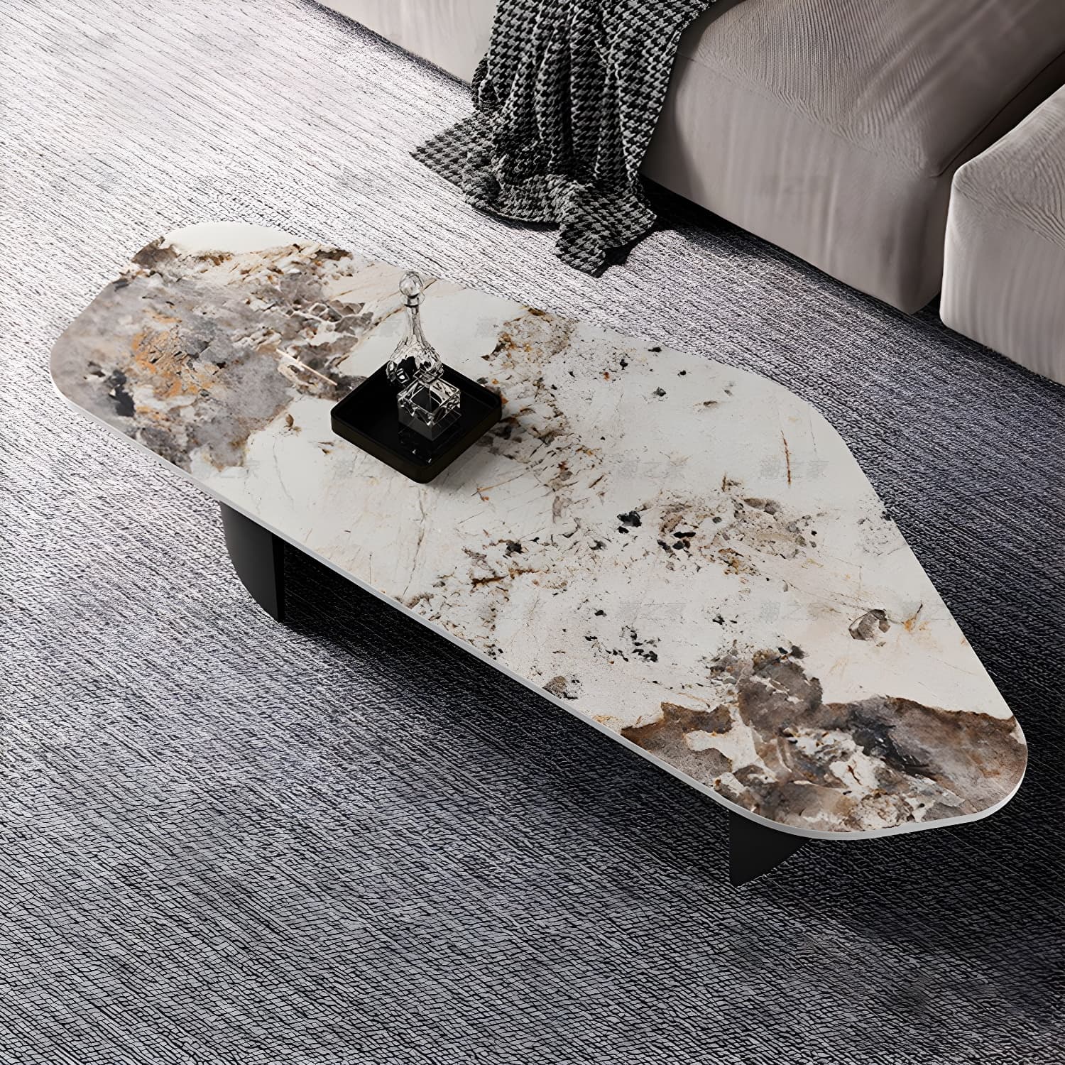 Glam Irregular Slate Top Cocktail Table Sled 15.7" H Coffee Table - image 13