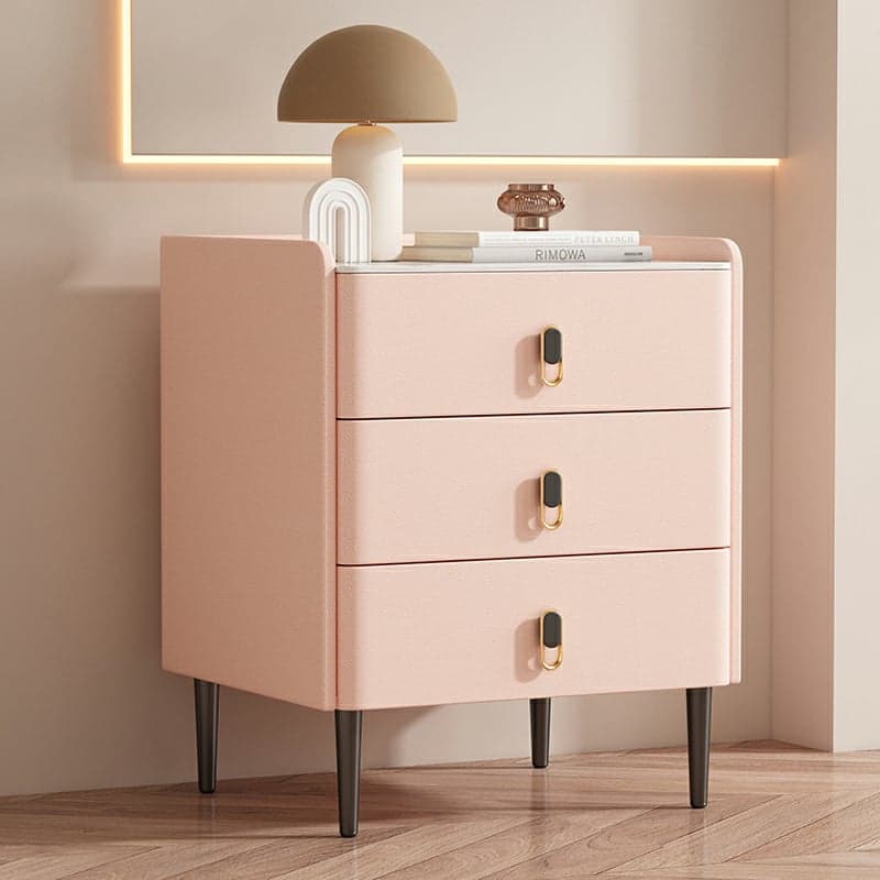 Modern Faux Leather Bachelor's Chest with Stone Countertop, 3 Drawers - image 8