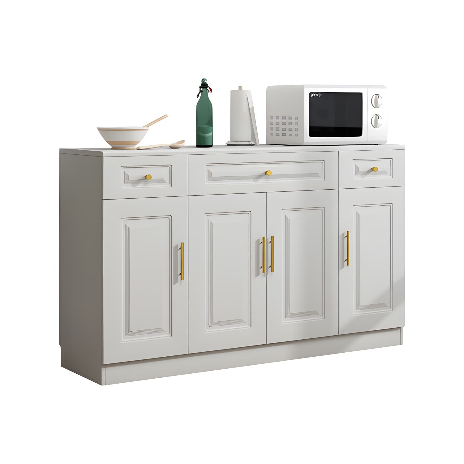Glam White Wood Sideboard with Storage Cabinets and Included Adjustable Shelving - image 5