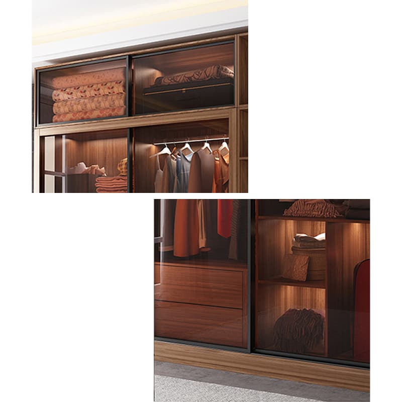 Simple Unfinished Color Wooden Wardrobe Armoire with Hanging Rod, Interior Shelves, Soft Close Drawer & Soft Close Door - image 10