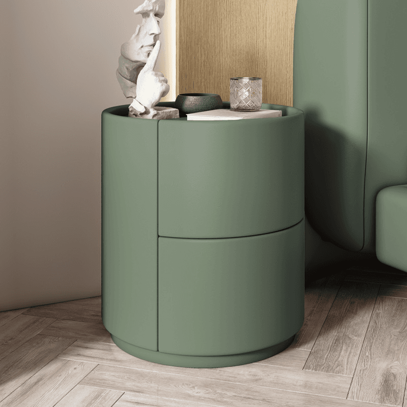 Trendy Vinyl Leather Cylindrical Drawer Storage Nightstand Multi Color - image 4