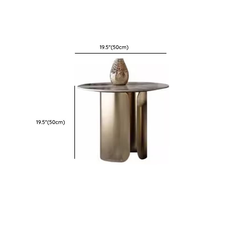 Chic Modern Round Beige Stone Top Coffee Table with Industrial Iron Base - image 16