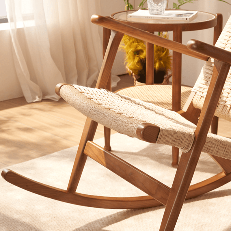 Asian Style Wicker Front Porch Rocking Chairs with Track Arm - image 14